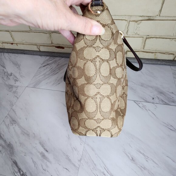 Coach Kelsey Jacquard Khaki Crossbody Bag Purse - Picture 11 of 16